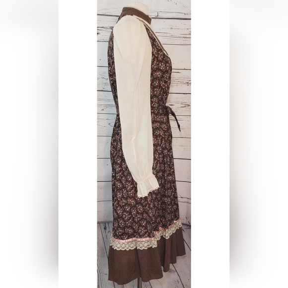 Vintage Gunne Sax Prairie Dress, Brown Floral Calico, 11, Medium, Pockets RARE! - Picture 6 of 14